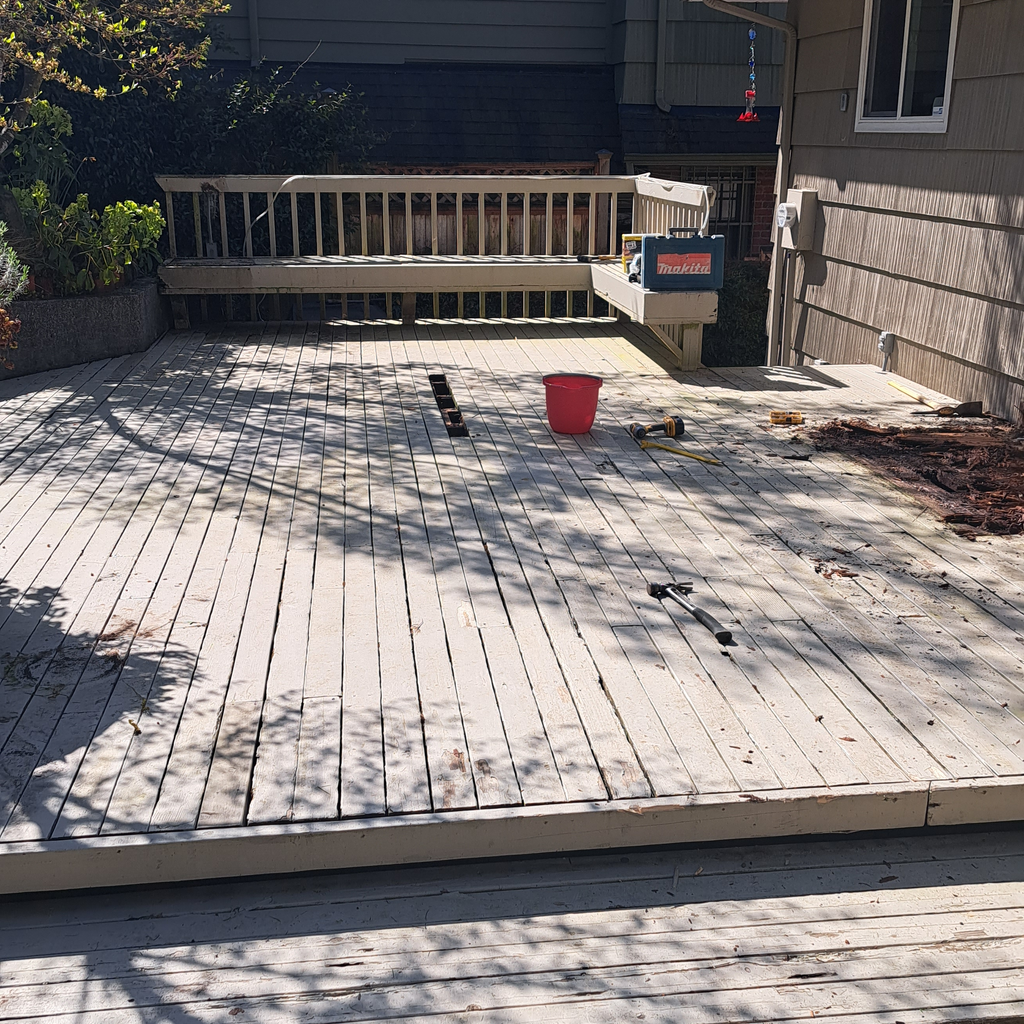 Deck renovation before 7<br />Seattle Madison Park deck project